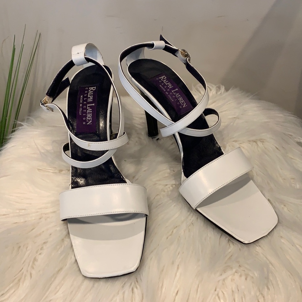 NEW Ralph Lauren Purple label White High Heels 8.5
